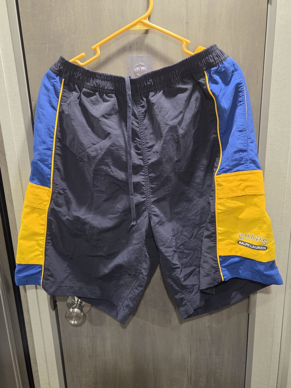 Chaps Ralph Lauren Men's Navy, Blue & Yellow Colorblock Bathingsuit L